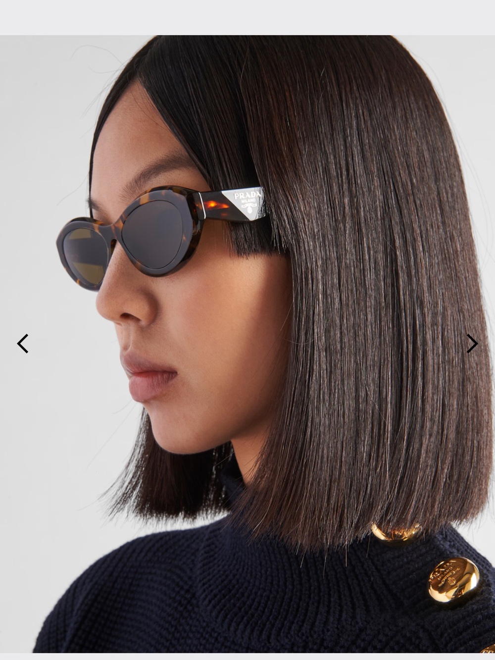 Prada Tortoiseshell Oval Sunglasses with Brown Lenses - Picture 2 of 6